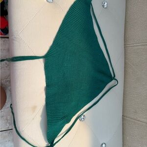 Green Ribbed Triangle Bikini Top